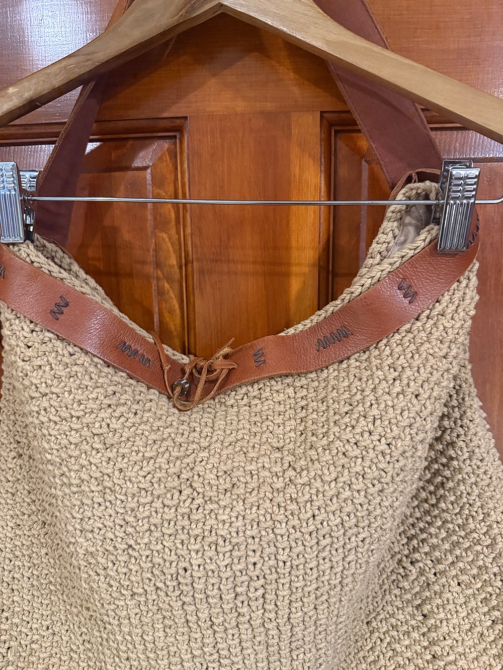 Lucky Brand Beige Woven Hobo with Brown Leather Trim - Picture 2 of 6